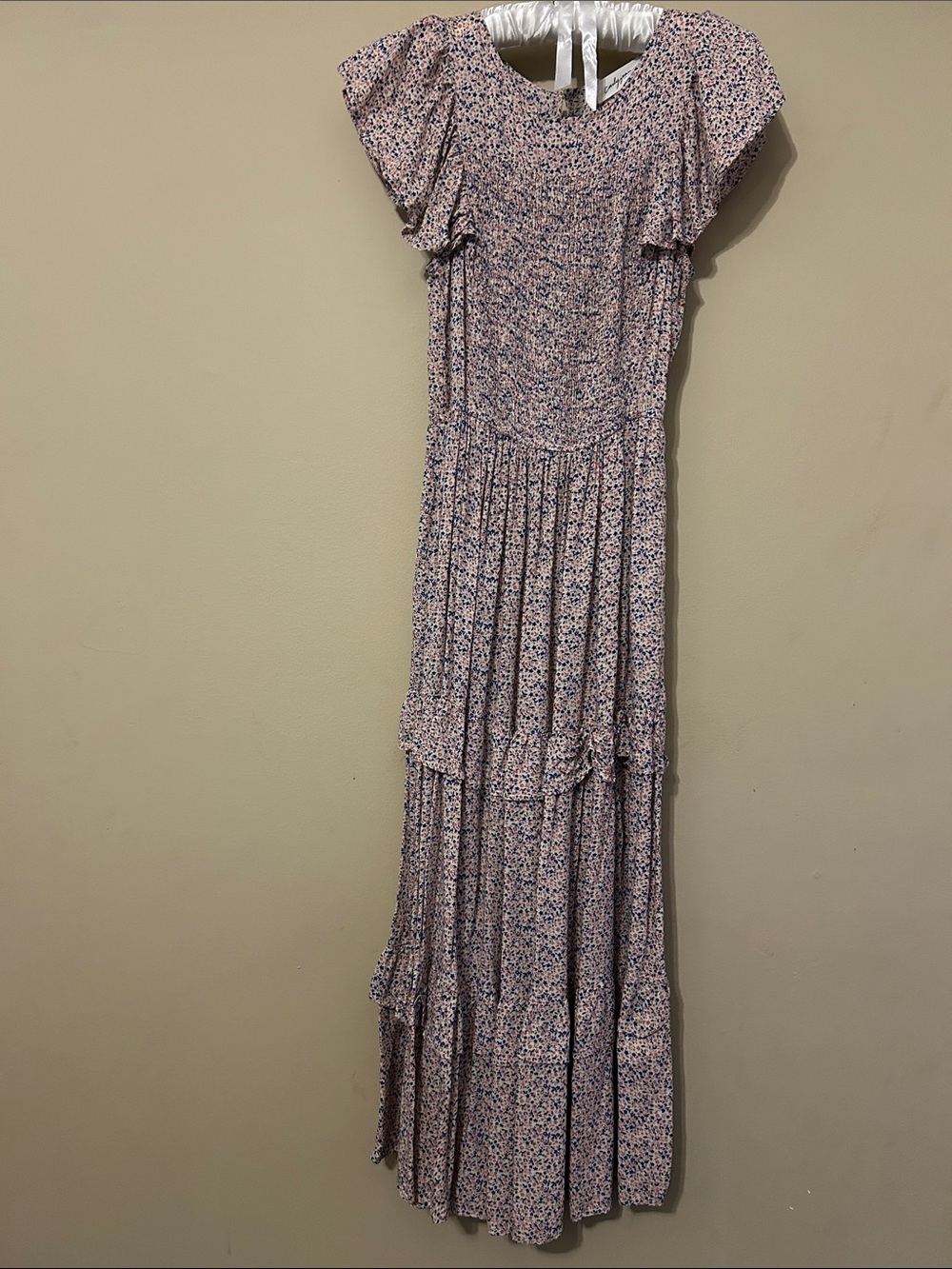Carly Jean Los Angeles Lavender Floral Maxi with Ruffle Sleeves
